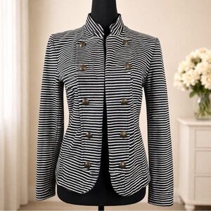 Tommy Hilfiger Black & White Striped Double-Breasted Blazer
